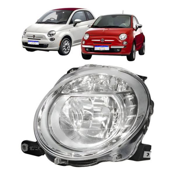 Farol Superior Fiat 500 2008 2009 2010 A 2015 Cromado Le Esquerdo/motorista