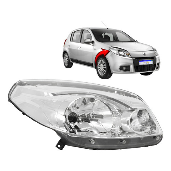 Farol Renault Sandero 2012 2013 2014 L.d Novo Direito