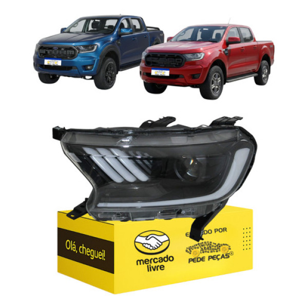 Farol Esquerdo Ranger Mustang 2017 2018 2019 2020 21 22 2023 Esquerdo/motorista