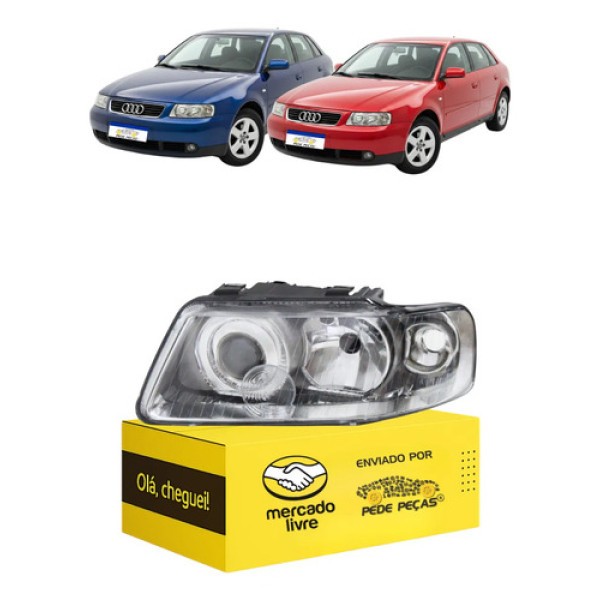 Farol Audi A3 1999 00 01 02 03 04 05 2006 Esquerdo C/avaria Esquerdo/motorista