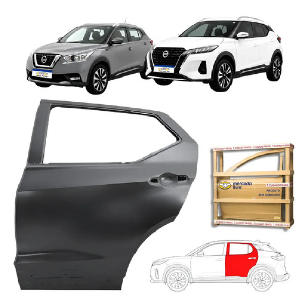 Porta Traseira Nissan Kicks 2016 2017 A 2024 Novo Le Traseira Esquerdo Preto
