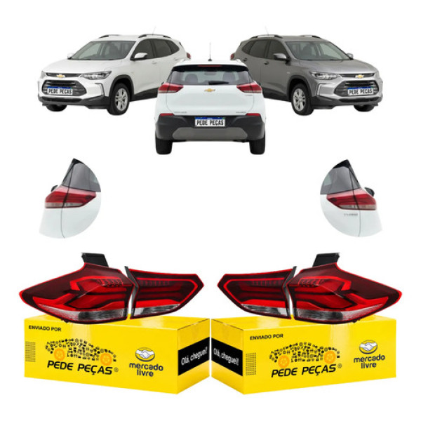 Kit Completo Sinaleira Traseira Gm Tracker 2020 A 2025 C/led Ambos Lados Vermelho Cristal