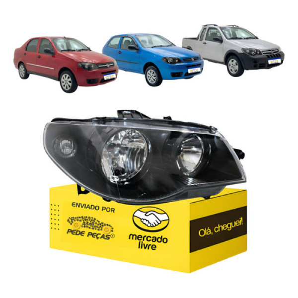 Farol Siena Palio Strada 2005 06 07 08 09 A 2017 M/negra L.d Direito/passageiro