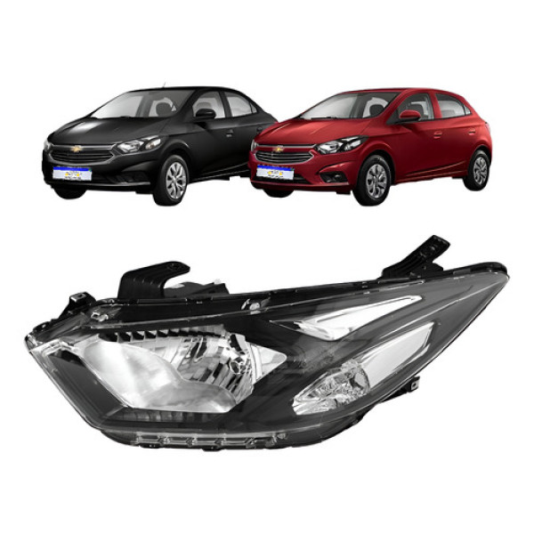 Farol Chevrolet Onix Prisma 2017 2018 2019 Friso Preto Le