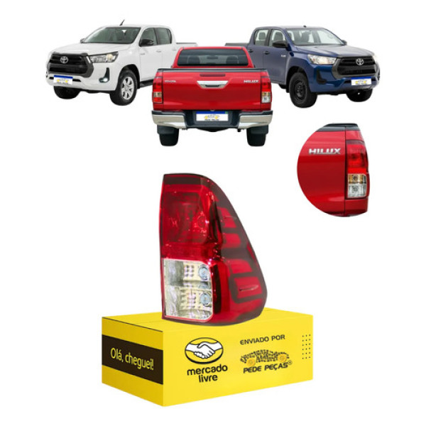 Lanterna Toyota Hilux 2016 17 18 19 20 21 22 2023 A 2026 Ld Direito Vermelho Crystal