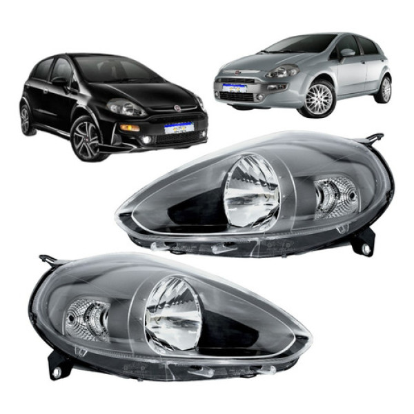 Farol Fiat Punto 2013 2014 2015 A 2017 Mascara Cinza Novo