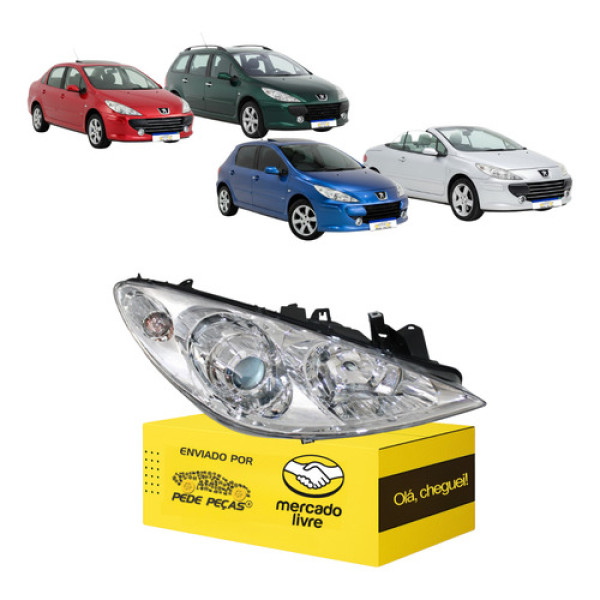 Farol Peugeot 307 2007 2008 2009 2010 2011 2012 Novo Ld Direito/passageiro