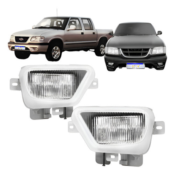 Par Farol Auxiliar Neblina S10 Blazer 1999 2000 Lente Vidro - Transparente/ambos