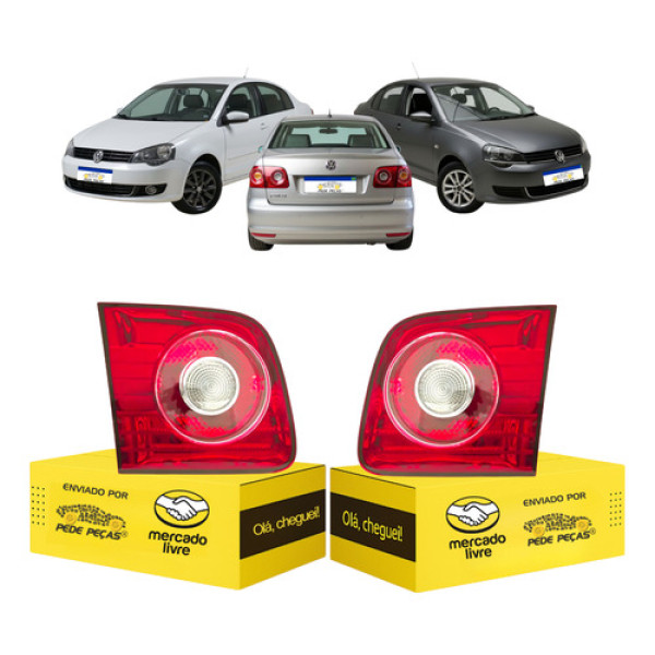 Par Lanterna Tampa Polo Sedan 2007 2008 2010 2011 12 13 2014 Ambos Lados Vermelho