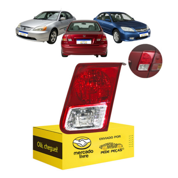 Lanterna Civic 2001 2002 2003 2004 2005 2006 L.d Tampa Direito/passageiro Vermelho