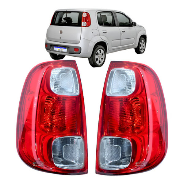 Par Lanterna Fiat Uno Vivace 2010 2011 A 2016 Cristal Nova Ambos Lados Vermelho