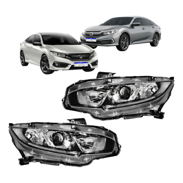 Par Farol Honda Civic G10 2017 2018 A 2021 Com Led Elétrico Ambos Lados