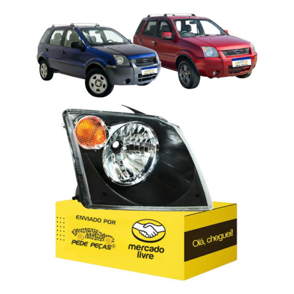 Farol Ford Ecosport 2003 2004 2005 2006 2007 Máscara Negra
