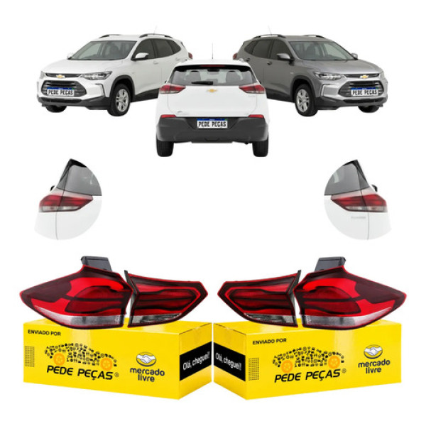 Kit Completo Lanterna Chevrolet Tracker 2020 21 A 2025 S/led Ambos Lados Vermelho/cristal