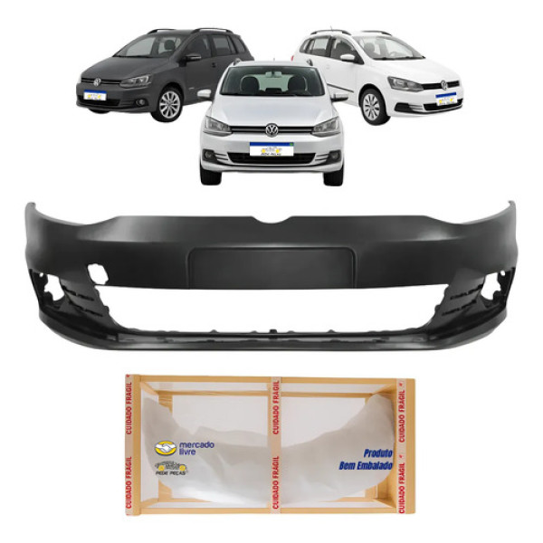 Parachoque Dianteiro Vw Spacefox 2015 2016 2017 2018 2019 Preto Liso Para Pintura