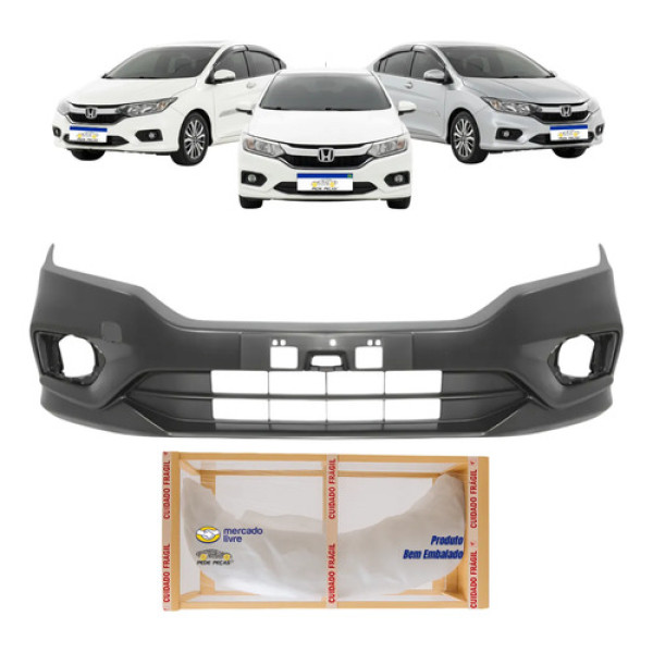 Parachoque Dianteiro Honda City 2018 2019 2020 C/furo Milha Preto Liso Para Pintura