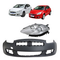 Kit Parachoque Dianteiro Farol Le Fiat Bravo 2011 A 2014 Preto
