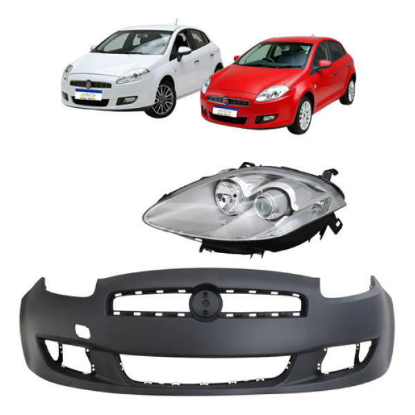 Kit Parachoque Dianteiro Farol Le Fiat Bravo 2011 A 2014 Preto