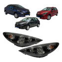 Par Farol Mascara Negra Aro Cromado Peugeot 207 2008 A 2015 