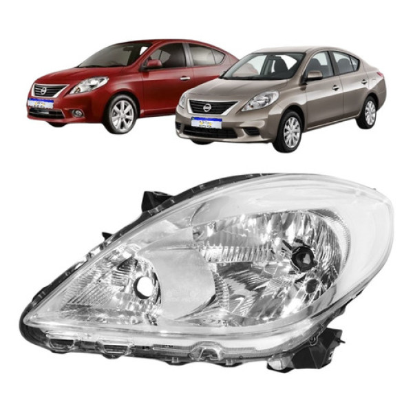 Farol Nissan Versa 2011 2012 2013 2014 Cromado Lado Esquerdo