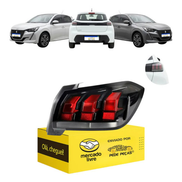 Sinaleira Traseira Peugeot 208 2021 2022 2023 2024 Ld Direito/passageiro Vermelho/preto