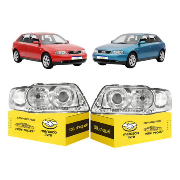 Par Farol Audi A3 2000 2001 2002 2003 2004 A 2006 Cromado - Ambos Lados