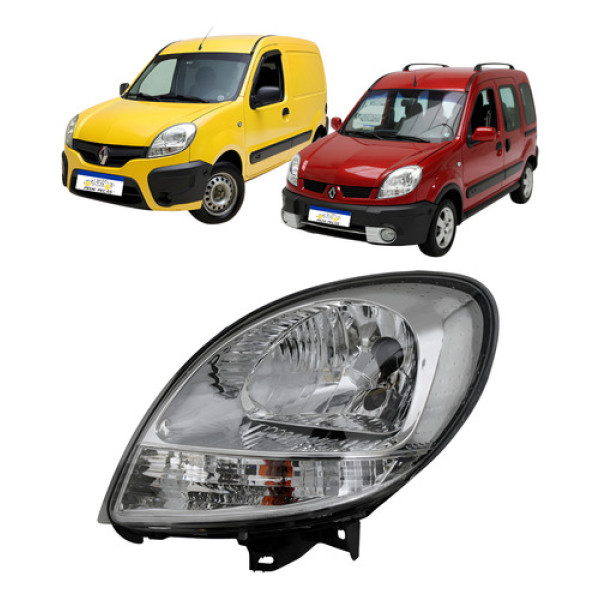 Farol Renault Kangoo 2009 2010 A 2018 Esquerdo Cromado Novo Esquerdo/motorista