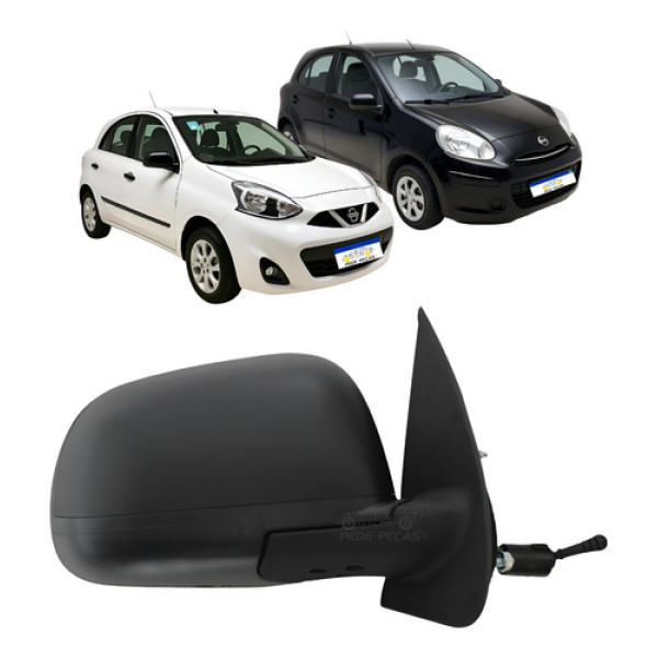 Retrovisor Nissan March 2012 A 2020 Manual Preto Texturizado