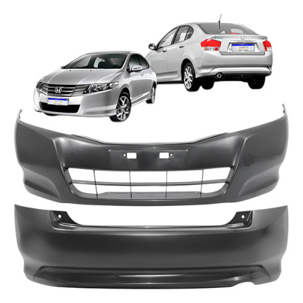 Kit Parachoque Honda City 2009 2010 2011 2012 Sem Furo Novo  Preto