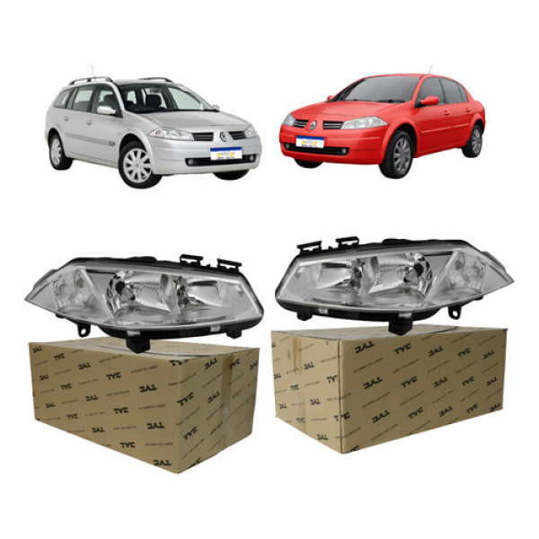 Farol Renault Megane 2006 A 2013 Par Elétrico Sem Motor Tyc Ambos Lados