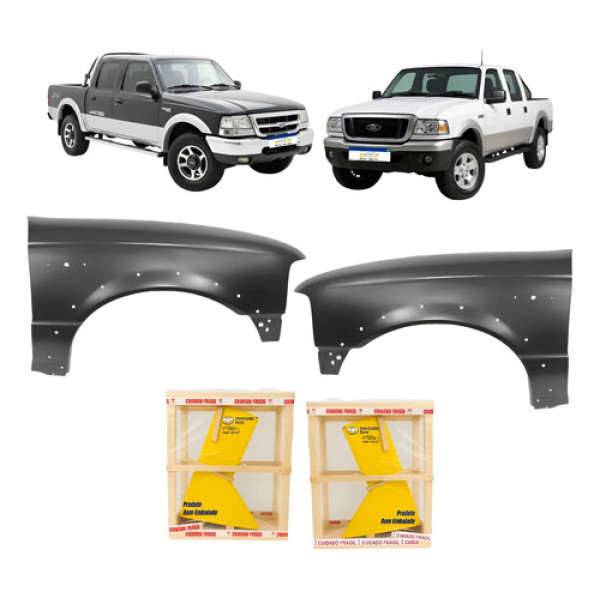 Par Paralama Ford Ranger 2000 A 2009 Preto C/furo Novo