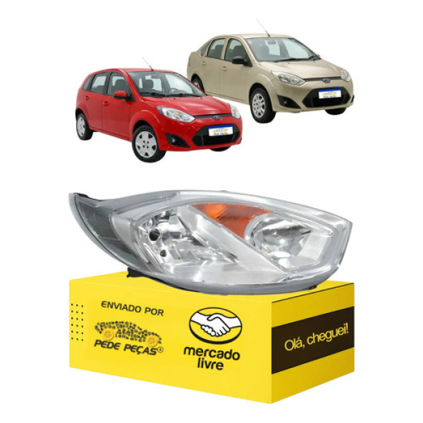Farol Direito Ford Fiesta Rocam 2010 2011 2012 2013 2014 Direito/passageiro