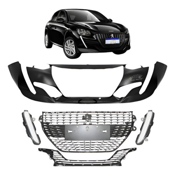 Kit Parachoque Peugeot 208 2020 A 2024 C/friso Cromado Novo Preto