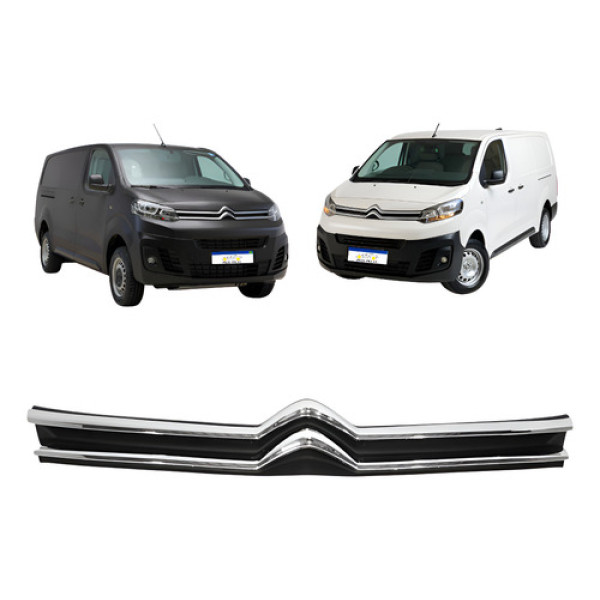 Grade Central Emblema Citroen Jumpy 2018 2019 2020 A 2024 Preto/cromado Brilhante