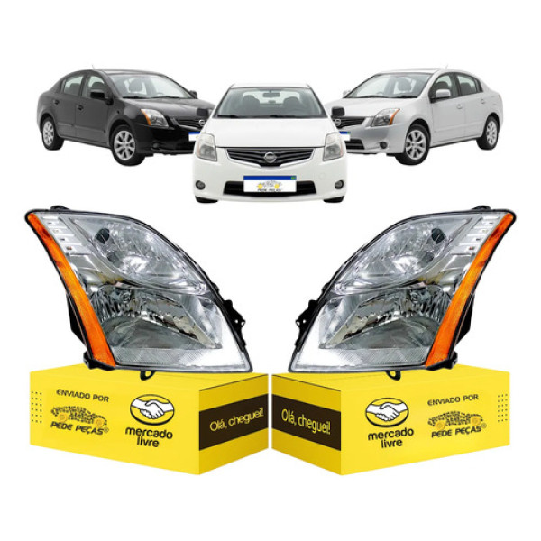 Par Farol Nissan Sentra 2010 A 2013 S Sl Se Cromado Novo Ambos Lados