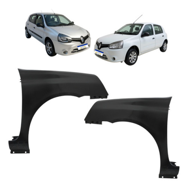 Par Paralama Renault Clio 2012 A 2016 S/furo Pisca Preto