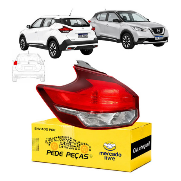 Lanterna Traseira Nissan Kicks 2017 A 2021 Sv Limited Le Esquerdo/motorista Vermelho