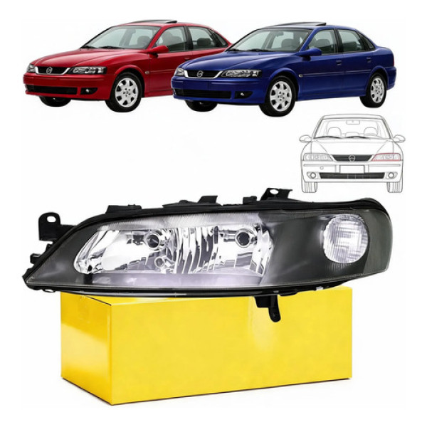 Farol Chevrolet Vectra 1999 A 2005 Direito Mascara Negra Le Esquerdo/motorista