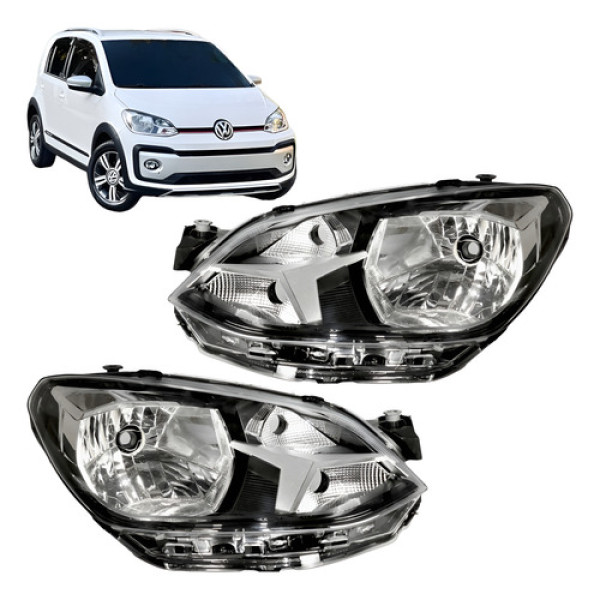 Farol Dianteiro Up! 2018 A 2023 Máscara Cromada Friso Preto