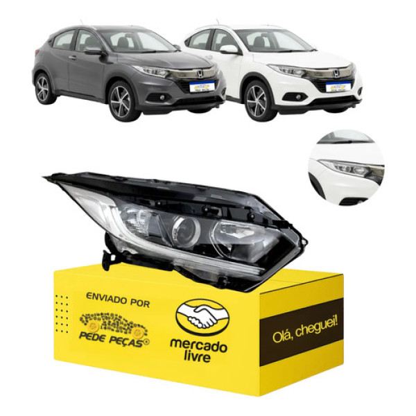 Farol Honda Hrv 2019 A 2021 Led C/motor Ex Exl Lx Novo Ld Direito/passageiro