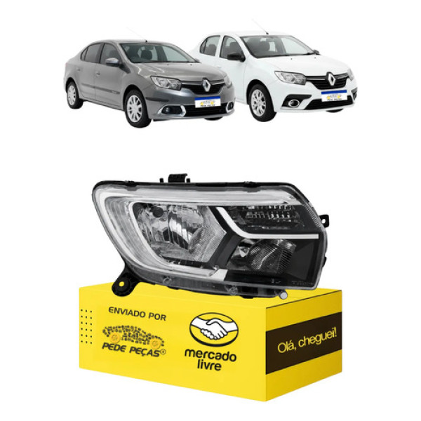 Farol Sandero Stepway Logan 2020 21 A 2025 C/led C/avaria Ld Direito/passageiro