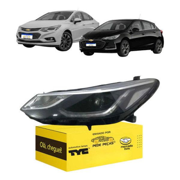 Farol Cruze 2017 2018 2019 A 2023 Mascara Negra Novo Le Esquerdo/motorista