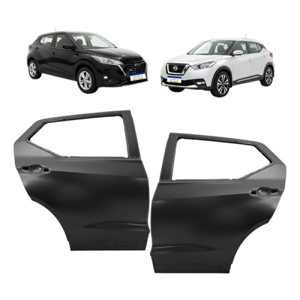 Par Porta Traseira Kicks 2017 A 2020 2021 2022 2023 2024 - Traseira - Ambos Os Lados - Preto