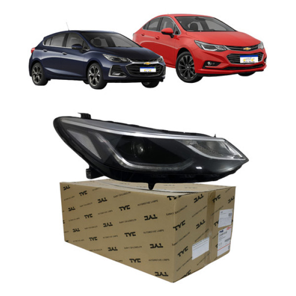 Farol Direito Mascara Negra Gm Cruze 2017 A 2020 Com Led Direito/passageiro