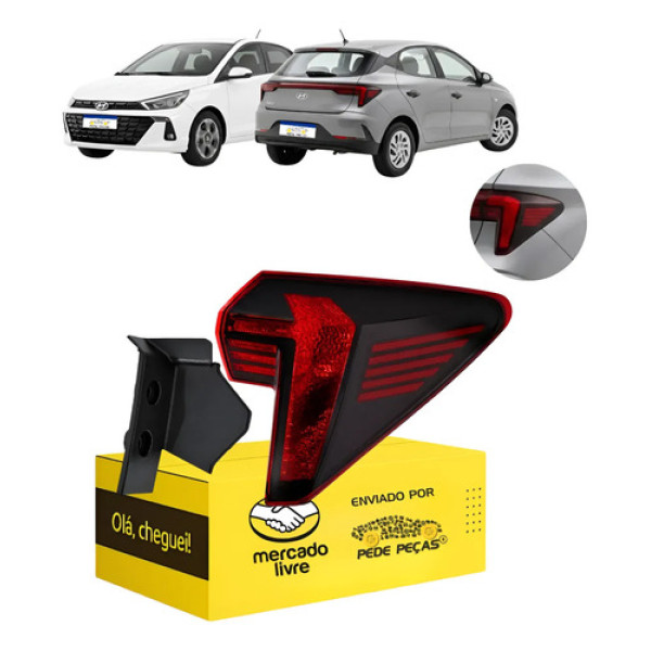 Lanterna Traseira Canto Direito Hb20 2023 24 25 2026 S/led Direito/passageiro Vermelho