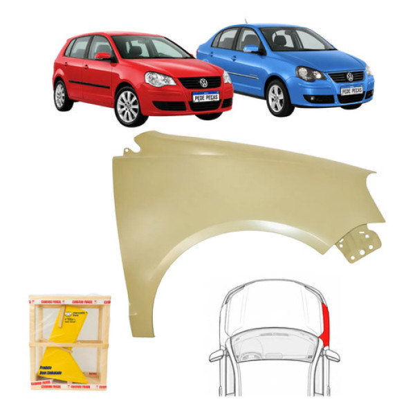 Paralama Vw Polo Hatch Sedan 2007 A 2014 Comfortline Novo Ld