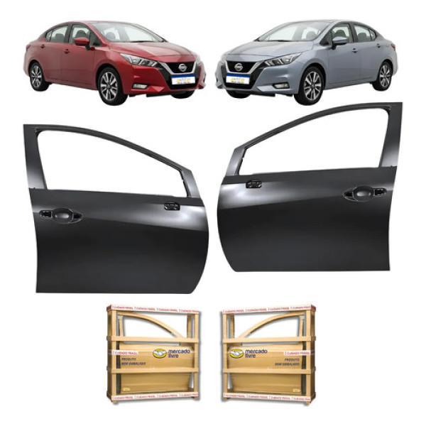 Par Porta Dianteira Nissan Versa 2021 2024 A 2026 Novo Dianteira Ambos Os Lados Preto