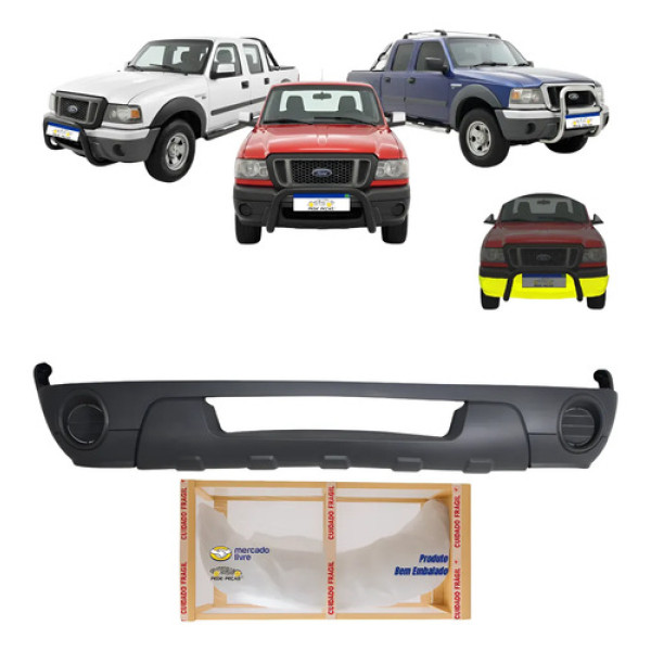 Spoiler Parachoque Dianteiro Ranger 2005 06 07 08 2009 Preto