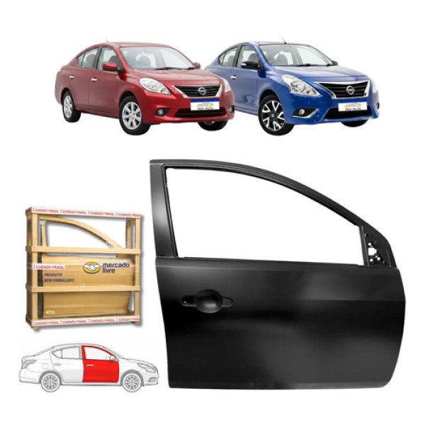 Porta Dianteira Versa 2011 A 2020 Unique Novo Ld Dianteira Direito Preto
