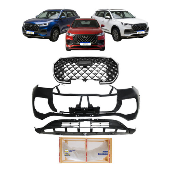 Kit Parachoque Tiggo 8 Pro 2023 2024 2025 2026 Grade Spoiler Preto